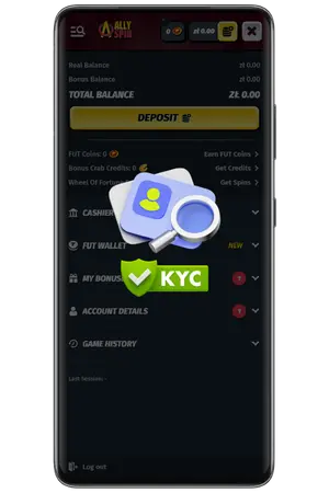 Ukończ pełną weryfikację KYC w Allyspin Casino